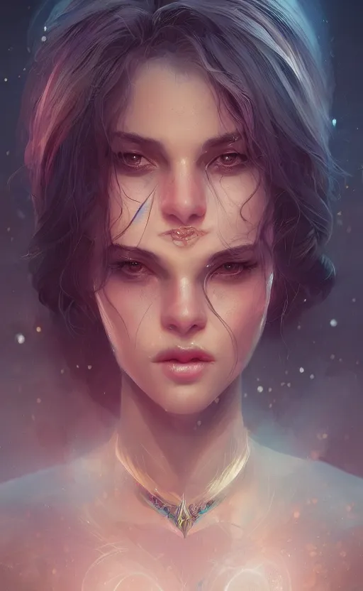 Image similar to Portrait of a beautiful magic woman, character design, fantasy, intricate, cinematic lighting, highly detailed, digital painting, artstation, concept art, smooth, sharp focus, illustration, art by WLOP and Ross Tran