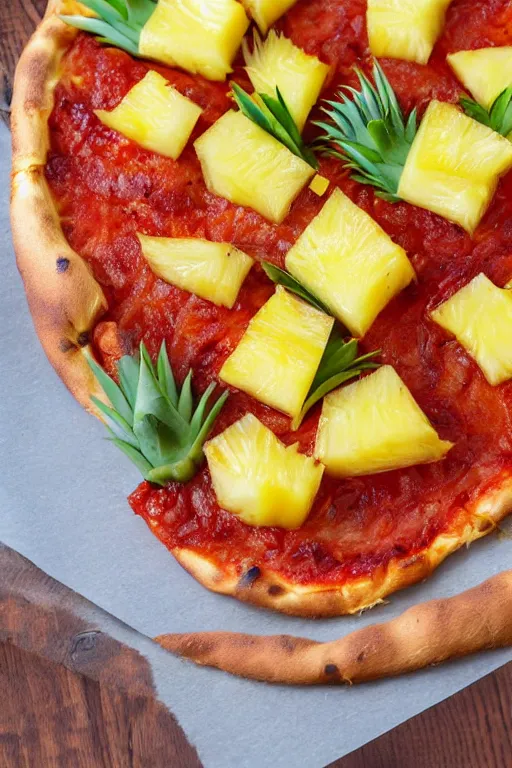 Prompt: pineapple wrapped in a pizza