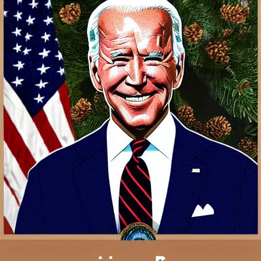 Image similar to joe biden made of pinecones