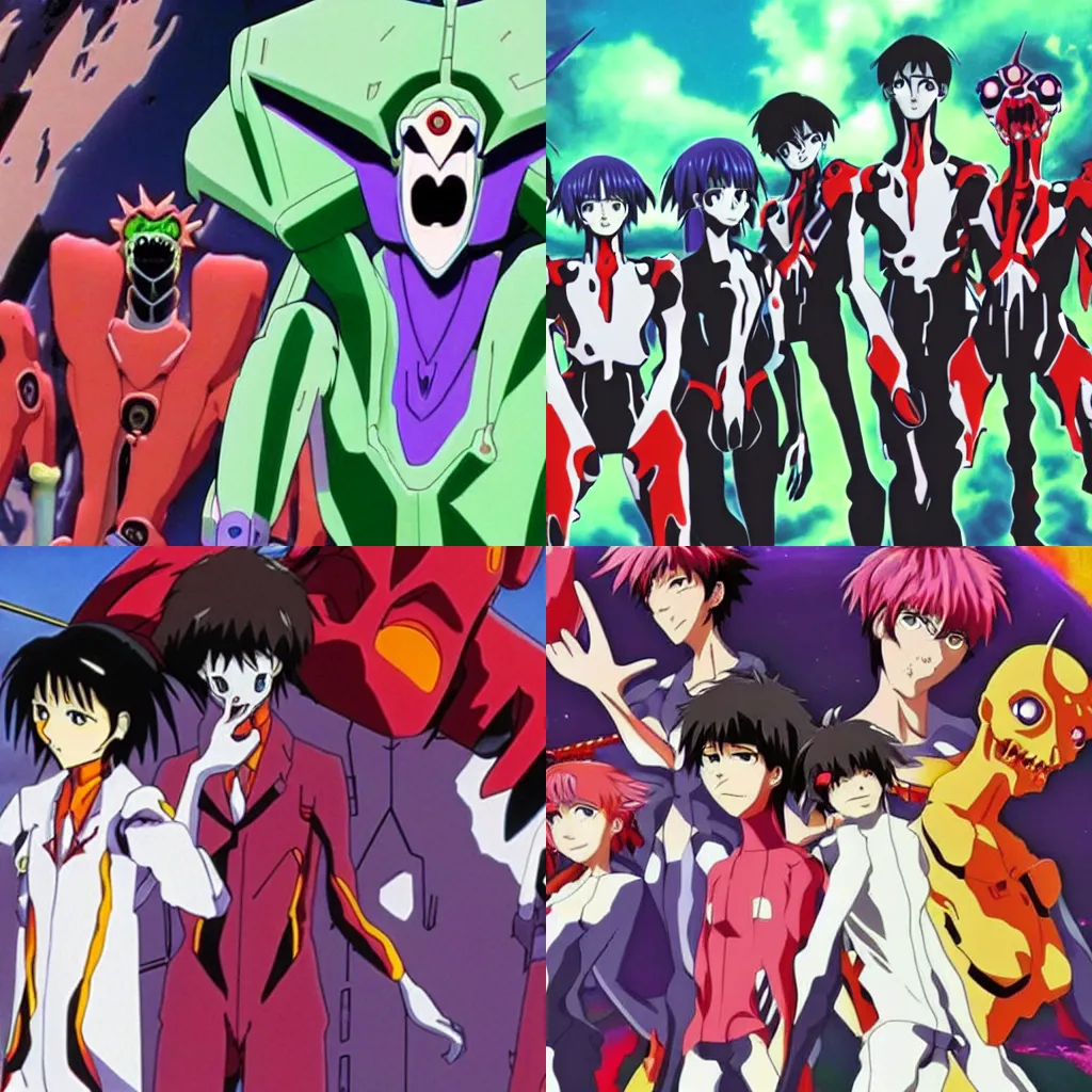 Prompt: monsters from Evangelion