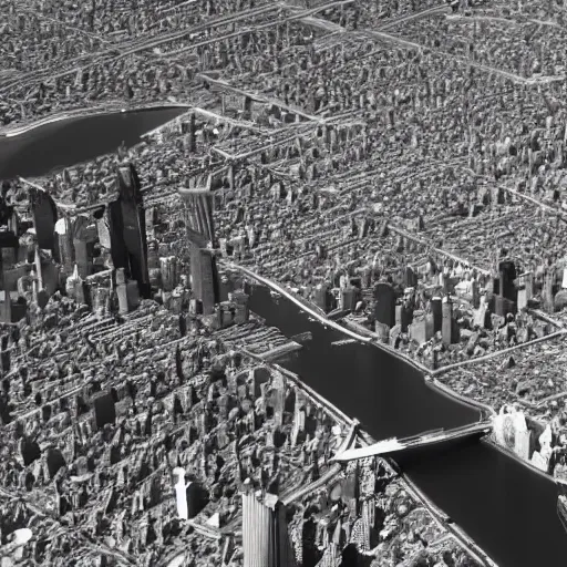 Image similar to infrared camera view from bomber, flying over manhattan military
