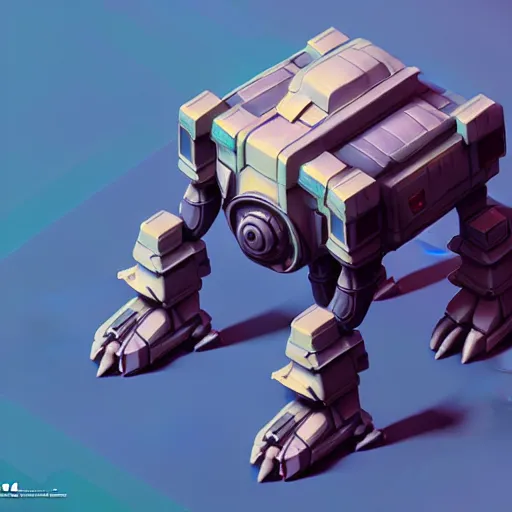 Image similar to isometric 3 d fantasy cute pug mecha, smoth 3 d illustration, cinematic matte painting, soft render, servando lupini, handpaint texture, blender, 3 dcoat