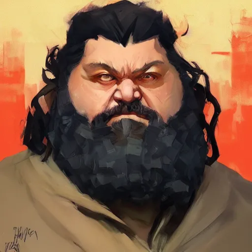 Image similar to greg manchess portrait painting of rubeus hagrid as overwatch character, medium shot, asymmetrical, profile picture, organic painting, sunny day, matte painting, bold shapes, hard edges, street art, trending on artstation, by huang guangjian and gil elvgren and sachin teng