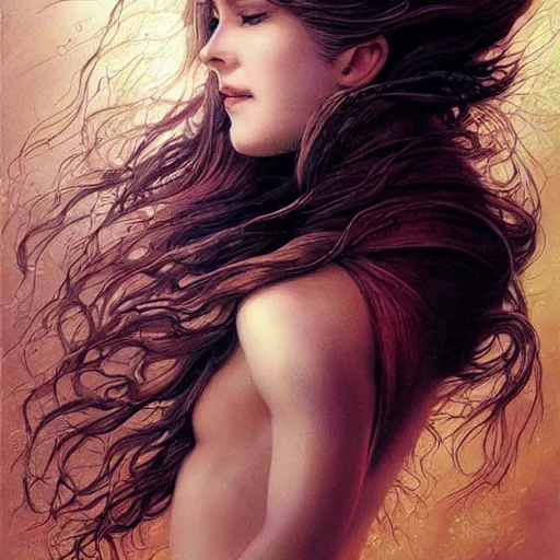 Image similar to a girl reading a book, her hair flowing down, by karol bak, ayami kojima, artgerm, smile, concept art, fantasy