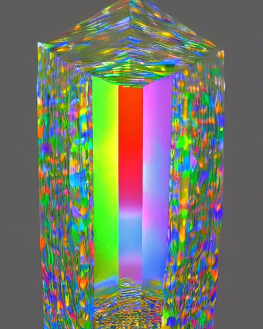 Prompt: a rainbow inside a crystal prism. detailed. beautiful. 3 d vray render, artstation, deviantart, pinterest, 5 0 0 px models