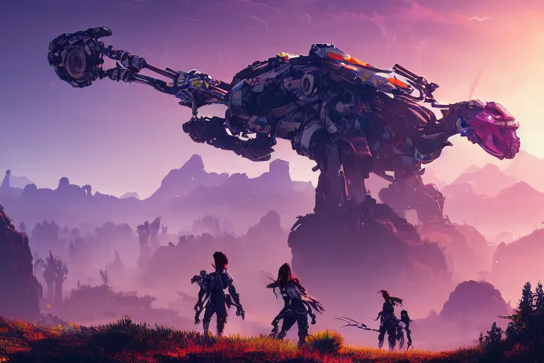 Image similar to rollerback machine mecanical creature robot of horizon forbidden west horizon zero dawn radiating a glowing aura global illumination ray tracing hdr fanart arstation by ian pesty and alena aenami artworks in 4 k