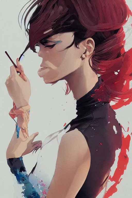 Image similar to a ultradetailed beautiful painting of a stylish woman with a white tank top, by conrad roset, greg rutkowski and makoto shinkai trending on artstation