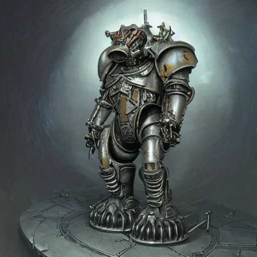 Image similar to warhammer 4 0 k god emperor bones power armor, anthropomorphic shiba inu face visible metal, stuning 3 d render, masterpiece, glowing black aura, foggy dark, by donato giancola and greg rutkowski and wayne barlow and zdzisław beksinski, realistic face