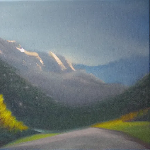 Image similar to munich gloomy dark mountain background oil painting