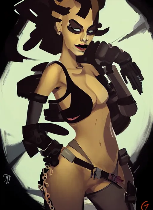 Image similar to a portrait of a pretty sewer punk young lady by greg tocchini