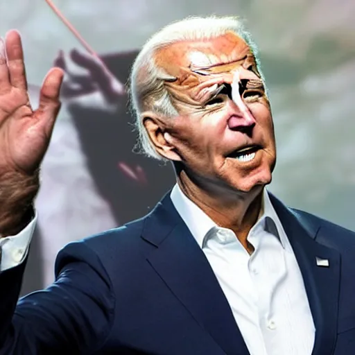 Image similar to Joe Biden fighting a Mind Flayer