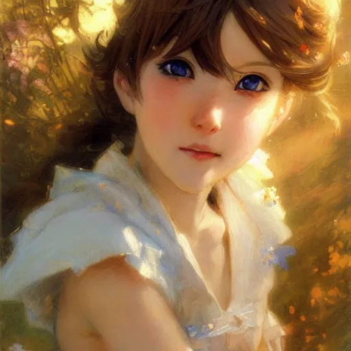 Prompt: cute dreamy anime girl faces, chibi art, painting by gaston bussiere, by craig mullins, j. c. leyendecker