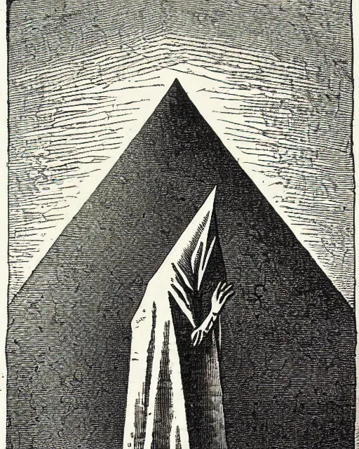 Image similar to illustration of pyramidhead from the dictionarre infernal, etching by louis le breton, 1 8 6 9, 1 2 0 0 dpi scan