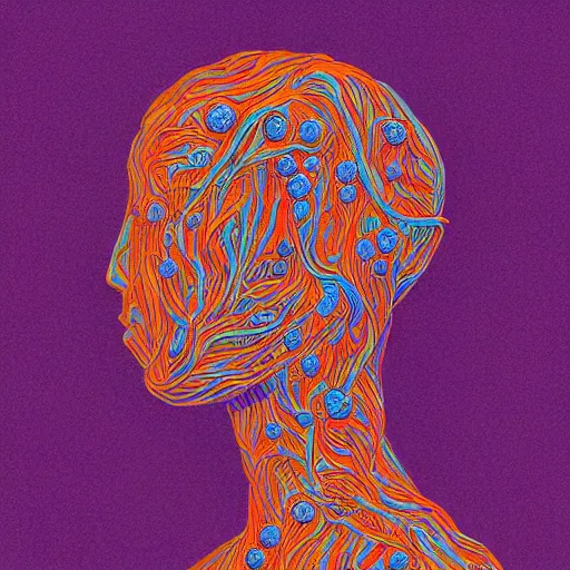 Image similar to a beautiful head of a woman made of carrots and blueberries, an ultrafine detailed illustration by james jean, intricate linework, bright colors, behance contest winner, vanitas, angular, altermodern, unreal engine 5 highly rendered, global illumination, radiant light, detailed and intricate environment