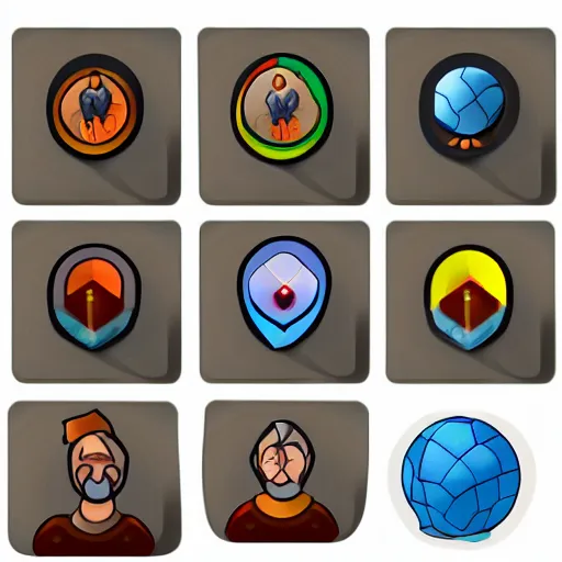 Image similar to icon set , davinci style, concept art, raytracing