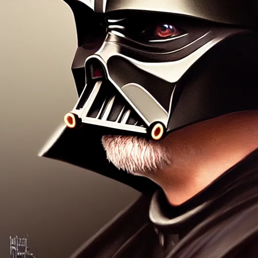 Image similar to Mark Hamill as Darth Vader, western, D&D, fantasy, intricate, elegant, highly detailed, digital painting, artstation, concept art, matte, sharp focus, illustration, art by Artgerm and Greg Rutkowski and Alphonse Mucha