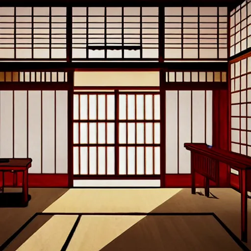 Prompt: The Interior of a Traditional Japanese House, Anime concept art by Makoto Shinkai