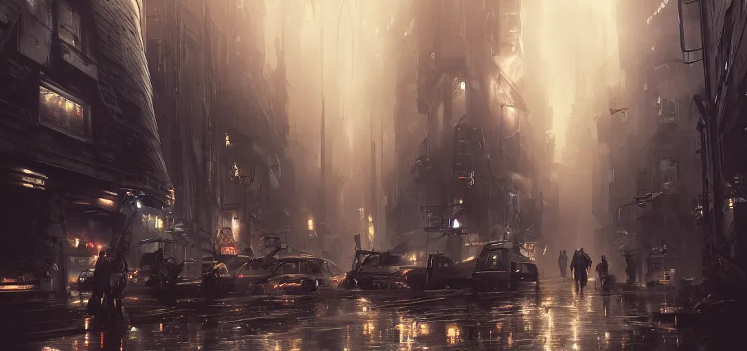 Image similar to science fiction cybertech city street scene, blade runner style, dramatic lighting, cinematic, establishing shot, extremly high detail, foto realistic, pirates of the carribean, cinematic lighting, post processed, concept art, artstation, matte painting, style by eddie mendoza, raphael lacoste, alex ross