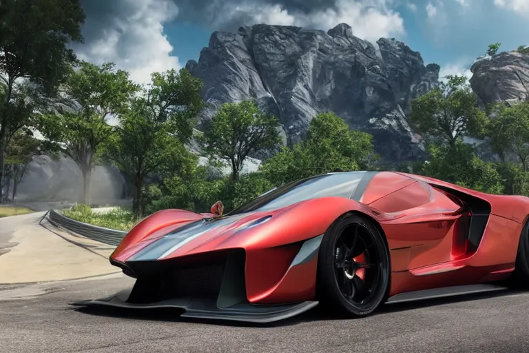 Image similar to photo wallpaper sport car gran turismo 7 forza horizon need for speed fast and furious 5 unreal engine supercar hypercar game concept car octane render, 4 khd 2 0 2 2 3 d cgi rtx style chrome reflexion global illumination ray tracing hdr arstation pixar and disney unreal