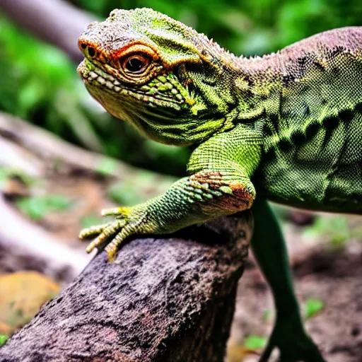 Image similar to human! lizard werecreature, photograph captured at woodland creek