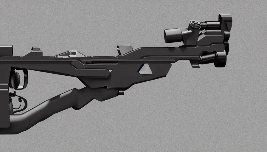 Prompt: a side view of futuristic gun design