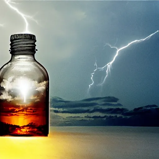 Prompt: lightning storm in a bottle