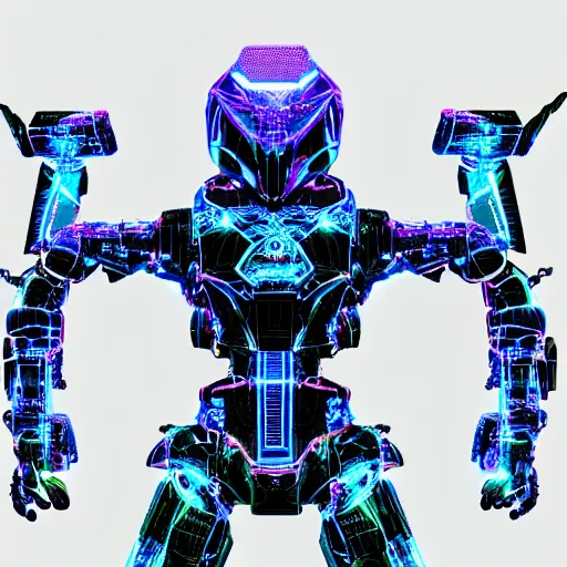 Image similar to <https://s.mj.run/Hy-XYluU-s8> A wireframe Mecha dragon, Holographic Projection, Grid, glowing neon, diagram schematic, measurements, hieroglyphics, octane rendered, 16k uhd