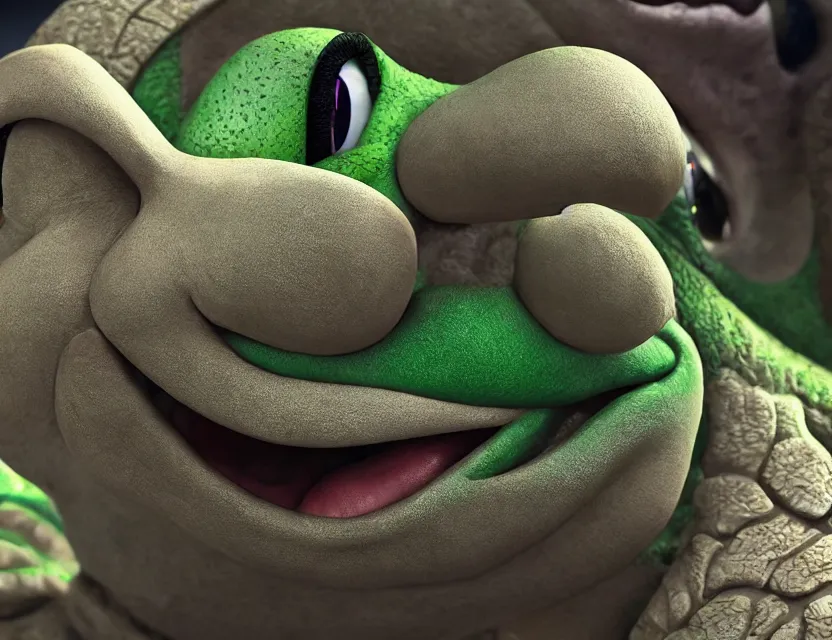 Image similar to highly detailed portrait, yoshi from nintendo, unreal engine, detailed and intricate environment