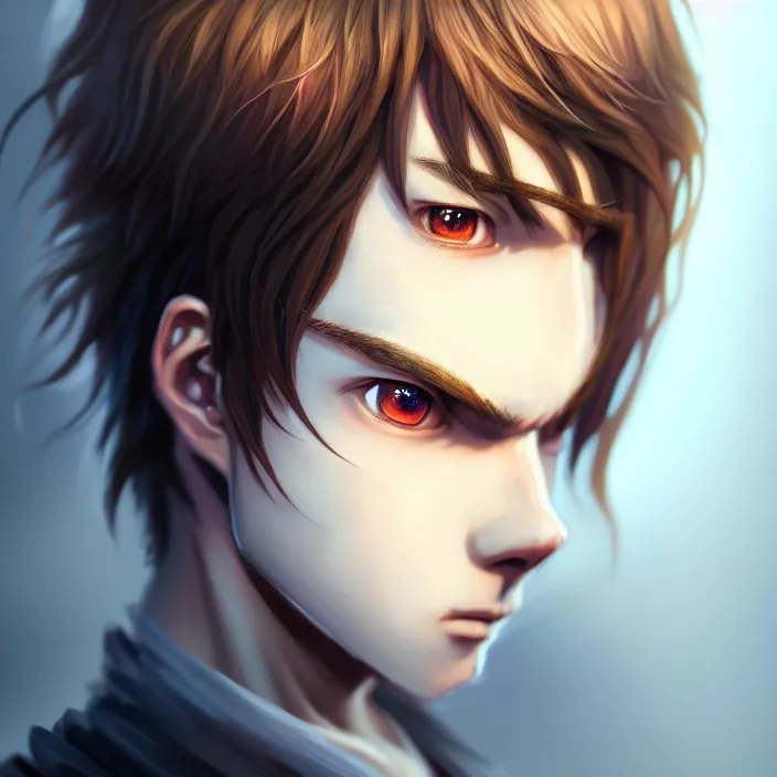 ArtStation - green eyes anime boy