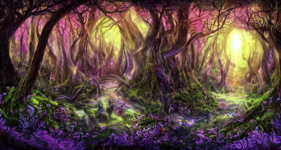 Image similar to Enchanted and magic forest, by schizophrenia patient