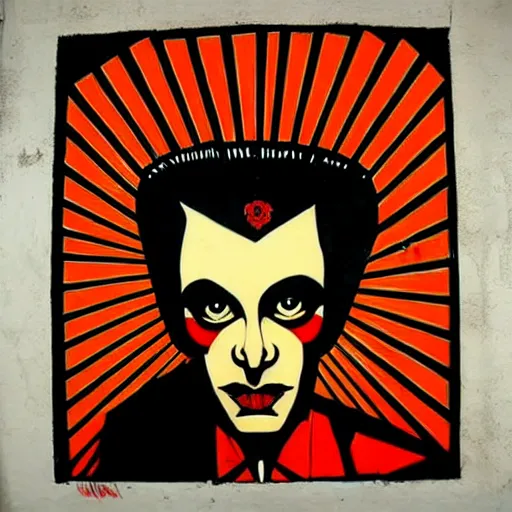 Image similar to transylvanian folk art, in the style of graffiti, made by shepard fairey
