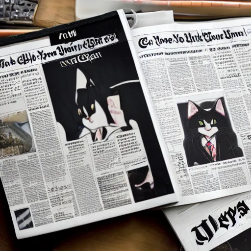 Image similar to the new york times newspaper talking about catgirls are living as spies for japan, photo copy, scanned from printer.