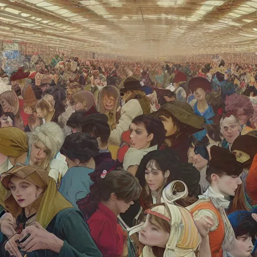 Prompt: the crowds at the black friday sales at walmart, art by john collier and albert aublet and krenz cushart and artem demura and alphonse mucha