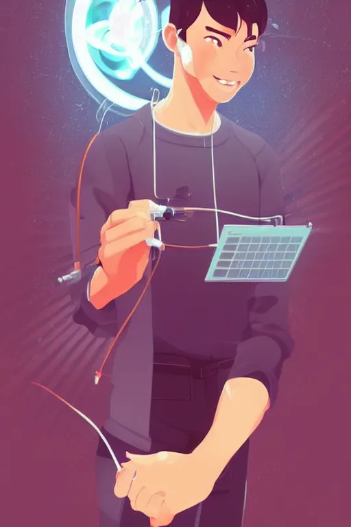 Prompt: a happy internet repair man, clean cel shaded vector art. shutterstock. behance hd by lois van baarle, artgerm, helen huang, by makoto shinkai and ilya kuvshinov, rossdraws, illustration