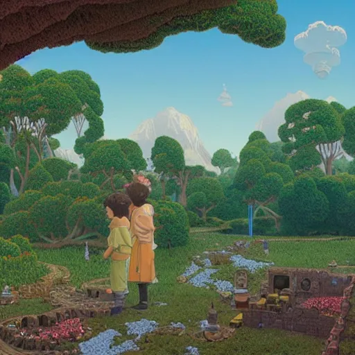 Prompt: a portal to terraria. detailed. rule of thirds. intricate. sharp focus. wide angle. unreal engine 8 k. painting by wes anderson and hasui kawase and scott listfield maxfield parrish. wlop. greg rutkowski.