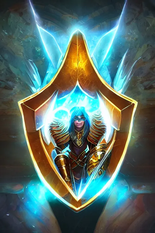 Image similar to shield fantasy epic legends game icon stylized digital illustration radiating a glowing aura global illumination ray tracing hdr fanart arstation by ian pesty and katarzyna da „ bek - chmiel