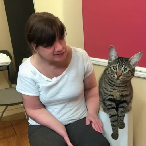 Prompt: Cat and Bunny in therapist office