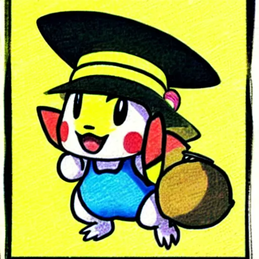 Image similar to Pichu wearing a straw hat by Ken Sugimori