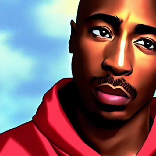 Image similar to Tupac Shakur, screenshot from a 2012s anime, anime