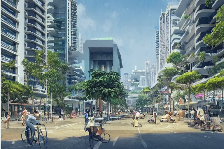 Image similar to “Streetview of a clean modern Manila, concept art, artstation”