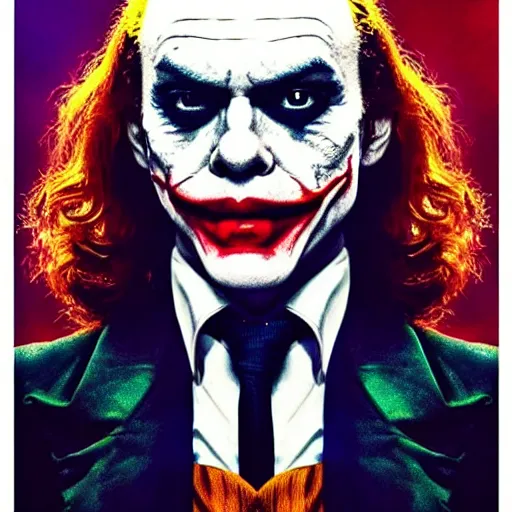 Image similar to breathtaking awe inspiring Emma Stone as The Joker 8k hdr movie poster