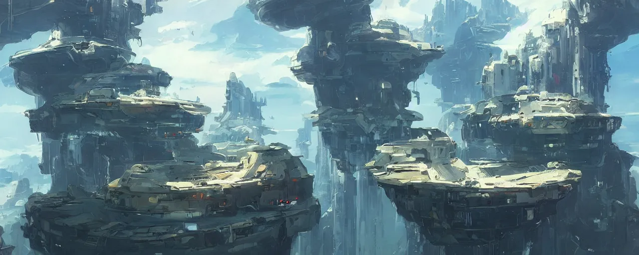 Prompt: scenic view of cloud city, concept art by theo Prins