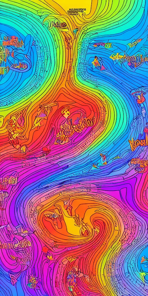 Prompt: infographic of a heavenly realm split into regions with population information and statistics in the style of a three dimensional hologram highly detailed digital saturated colors full color inked drawn by wlop and bob ross and lisa frank