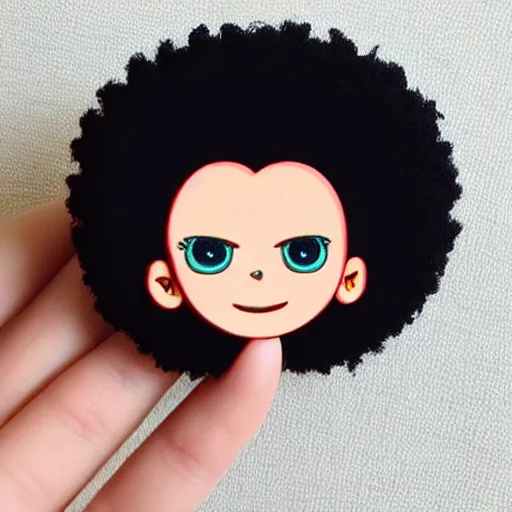 Image similar to a cute 2 d hair barrette character, afro, design, detailed