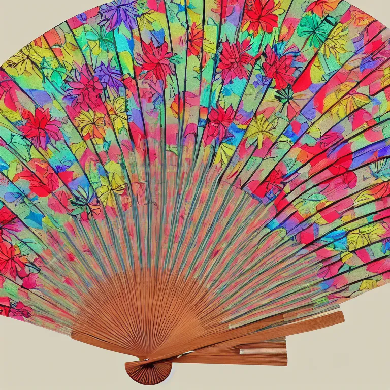 Prompt: japanese pattern, colorful silk fan, digital painting, highly detailed, intricate, elegant, artstation, concept art, colorful, beautiful,