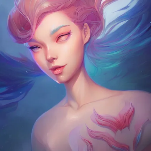 Image similar to a portrait of a beautiful mermaid, art by lois van baarle and loish and ross tran and rossdraws and sam yang and samdoesarts and artgerm and saruei, digital art, highly detailed, intricate, sharp focus, Trending on Artstation HQ, deviantart, unreal engine 5, 4K UHD image