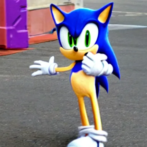 Image similar to Low Quality paparazzi photo of sonic