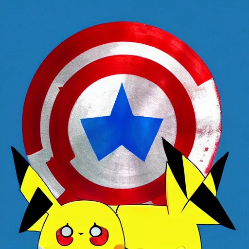 Prompt: Pikachu as Captain America, digital art, trending on artstation, award winning