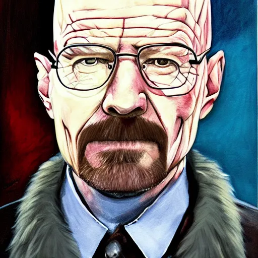 Image similar to A painting of Walter White sitting on the iron throne, britsh royal portrait