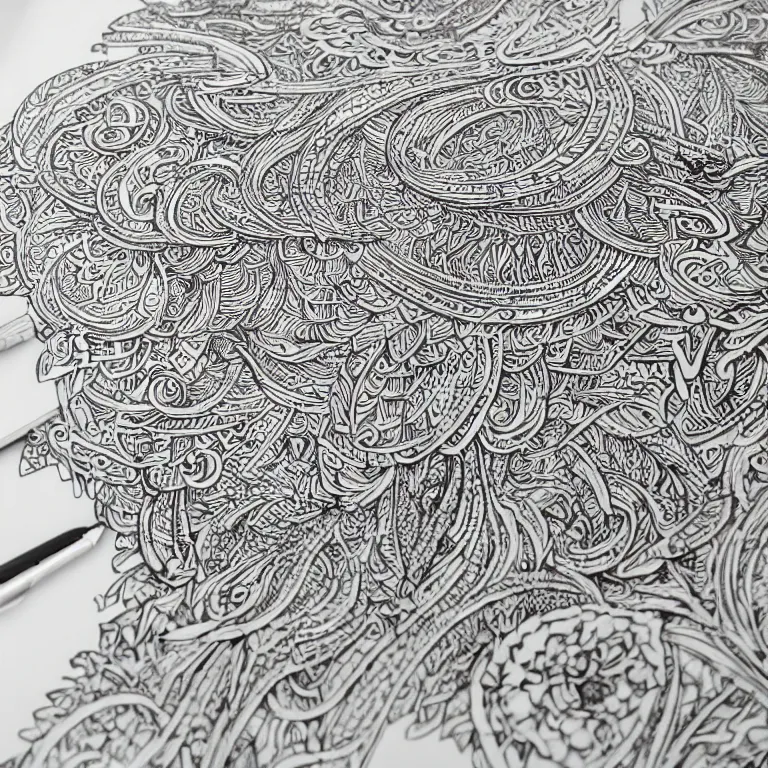 Image similar to notebook doodle extremely intricate hyper detailed linework pen and paper